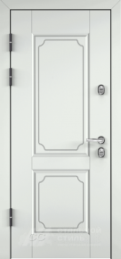 Белая дверь МДФ с терморазрывом в стиле модерн в частный дом с отделкой МДФ ПВХ - фото №2